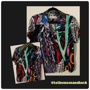 Jam’s World Camicia Donna M Illusion Nera Multicolore Collo Astratto Bottone - Foto 1 di 5