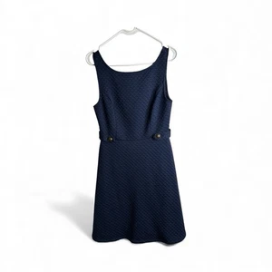 ModCloth Womens Medium Sleeveless Textured Sheath Knee Length Navy 4529 - Picture 1 of 9