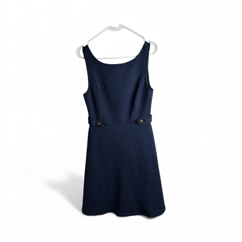 ModCloth Womens Medium Sleeveless Textured Sheath Knee Length Navy 4529 - Image 1 of 4