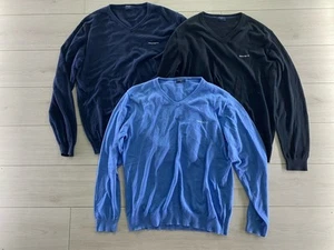 HACKETT LONDON Golf Jumper V-Neck Mens Blue Black Navy Pullover X3 Bundle - Picture 1 of 7