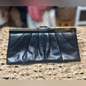 Jessica McClintock Black Kiss Lock Clutch - Picture 1 of 4
