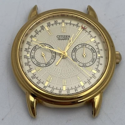 VINTAGE Citizen 6355-G31191 TA, Gold Tone Watch, Watch Face Only, No Band, Works - Image 1 of 4