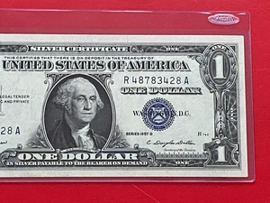 1957B  $1 Dollar Silver Certificate (Blue Seal) Block R-A , Uncirculated - Picture 1 of 3