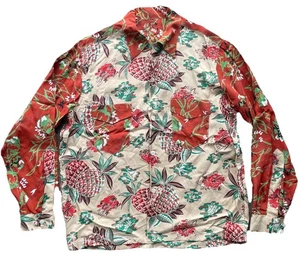 Vintage Hawaiian Long Sleeve Shirt Size Large Rayon Floral - Picture 1 of 8