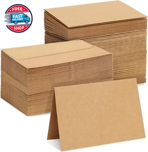 100 Pack Blank Kraft Greeting Cards with Envelopes for Card Making, Invitation, - Picture 1 of 12