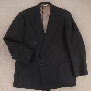 VTG Cellini Jacket XL XLT Blue Windowpane Check 100% Wool Blazer Sport Coat 46L - Picture 1 of 17
