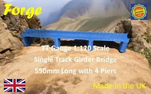 TT Gauge Single Track Iron Girder Bridge 550mm Model Railway Layout 1:120 Scale - Foto 1 di 6
