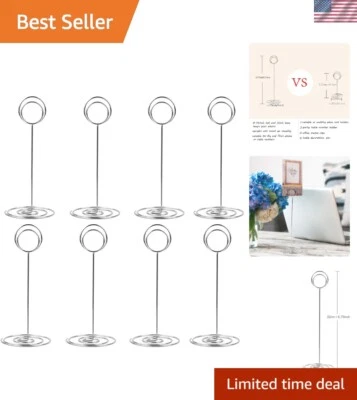 Sophisticated Table Number Holder Clips - 8.75 Inch Silver Stand for Weddings - Image 1 of 4