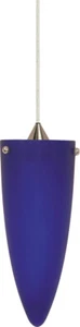 Brushed Nickel And Cobalt Blue Cone Glass Pendant Light $138 - Picture 1 of 1