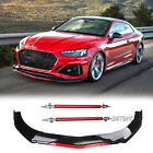 For Audi A3 A4 A5 B7 B8 Black/red Car Front Bumper Chin Lip Splitter + Strut Rod