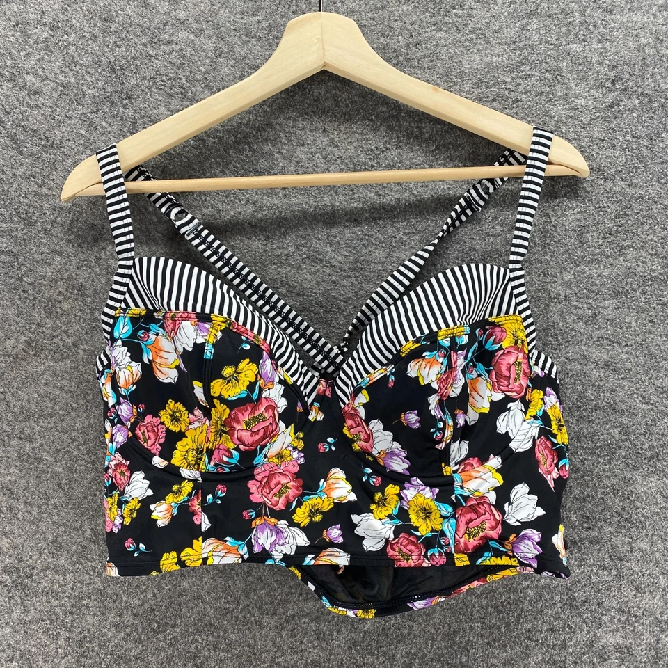 Бюстгальтер длинный Torrid женский M средний черный цветочный пуш-ап на косточках непрозрачный - Изображение 1 из 3