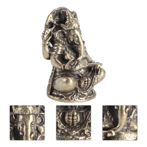 Copper Elephant God Miniature Ornaments Decoration Hindu Ganesha Statue - Picture 1 of 12