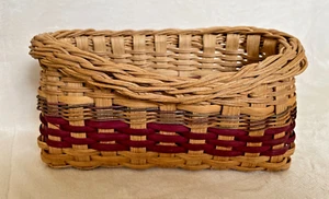 Hand-Woven Purple & Brown Farmhouse Basket for Keys, Mail, ARTIST SIGNED - Picture 1 of 6