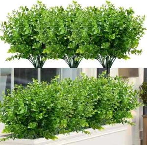 8 Bundles Outdoor Artificial Boxwood UV Resistant Fake Stems Plants, Faux Plasti - Picture 1 of 7
