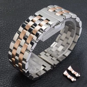 Solid Stainless Steel Watch Strap Band Bracelet Metal Clasp Curved+Straight End - Picture 1 of 18