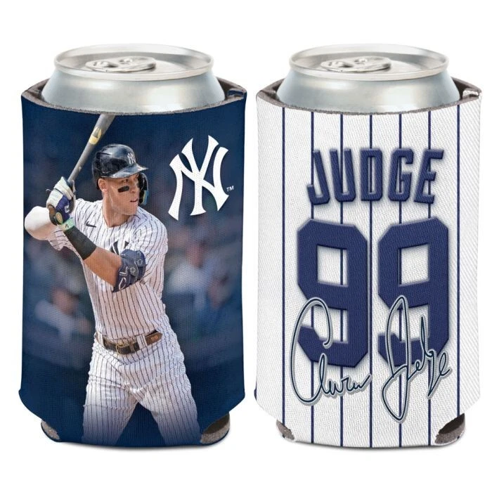 AARON JUDGE NEW YORK YANKEES 2 SIDED SOFT FOAM CAN BOTTLE COOZIE KOOZIE COOLER - Image 1 of 1