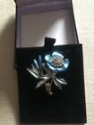 Jon Richard Brooch Silver Tone Floral Design White Gemstone Flower Accents Boxed