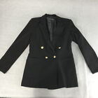 Miss Selfridge Womens Blazer Jacket Size 8 Black Double Breasted Collared Coat