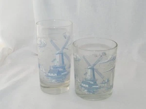 Set of 2 Nautical Windmill & Rose: Tall & Short Water / Iced Tea / Juice Glasses - Picture 1 of 11