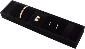 Velvet Jewelry Display Tray, 10 Slots Black Bangle Tray Ring Cufflink Organizer - Picture 1 of 7