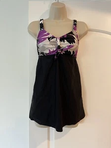 New Size M Purple Tankini 2 Piece Swimsuit Boy Short Splash Gray - Picture 1 of 15