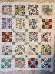Vintage small children's size brightly colored quilt, 1950's or 60's - Picture 1 of 6