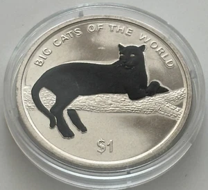 2001 Sierra Leone $1 "Big Cats" Colorized Panther Coin CuNi BU - Picture 1 of 8