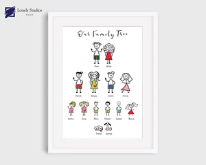 Personalised stick family tree print, custom family tree gift - Picture 1 of 6