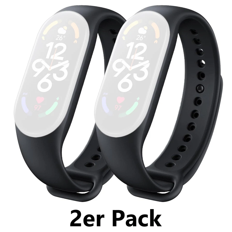 2er-Set Ersatz Armband Schwarz für Xiaomi Smart Band 7 Fitness Sport Tracker Mi - Bild 1 von 2