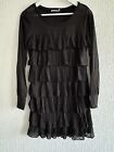 BLACK RUFFLE LAYER DRESS L or 14 PARTY CLUB XMAS GLAM WINTER EVENING SMART SMART