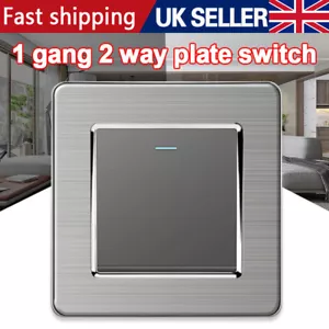 2 way 1 Gang LED Wall Light Switch-Stainless Steel Thin Modern Home Decor 86mm - Picture 1 of 11