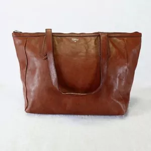 Fossil Carryall Tote Bag Large Brown Leather  Double Handle Shoulder Bag - Picture 1 of 17