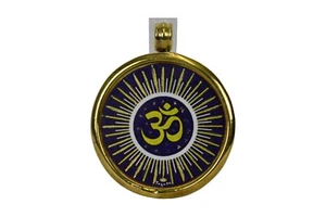 Om Ohm Aum Brass Pendant Round 3.1cm - Picture 1 of 3