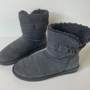 Bearpaw women's sz. 9 graw mid calf, faux fur lined boots, side buckle detail. - Picture 1 of 9