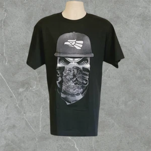 T-shirt uomo casual nera girocollo manica corta teschio stampa ossa incrociate taglia L - Foto 1 di 10