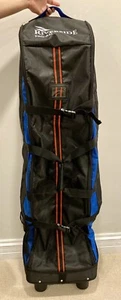 Golf Travel Bag Wheels Collapsible Rolling Bag 50" Black Blue - NEW - Picture 1 of 18