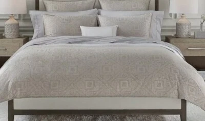 Sferra Tegola King Duvet Cover Lace Ancient Tile Tin Italy New - Image 1 of 4