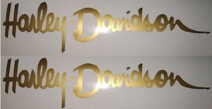 2x200mm Harley Davidson PREMIUM MATTE GOLD Tank Decal Clear Transfer F100 Chev - Picture 1 of 1