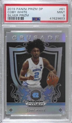 2019 Panini Prizm Draft Picks Crusade Silver Coby White #61 PSA 9 MINT Rookie RC - Image 1 of 2