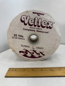 VTG NEW Veltex Ribbon Burgundy Velvet Waterproof 25 Yd X 2 3/4” Wide Berwick USA - Picture 1 of 5