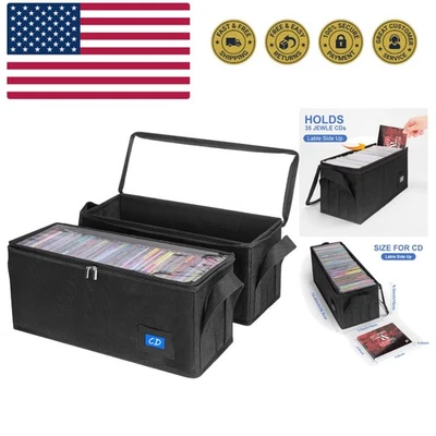 Estuche para CD con Asas y Tapa Transparente, Paquete de 2 Negro - Caja de Almacenamiento de CD con... Foto 1 de 4