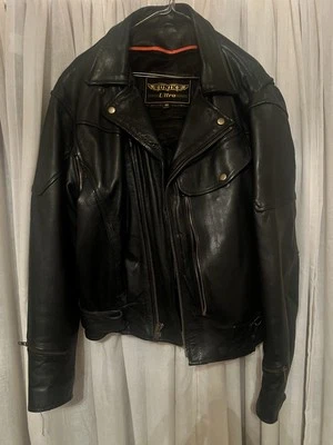 Chaqueta de Cuero Unik Para Hombre Ultra Genuina Motocicleta Forro con Cremallera, Grande Foto 1 de 4
