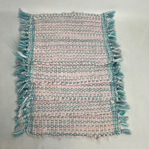 Juego de 5 manteles individuales tejidos 11x15 ratán paja yute mimbre boho rosa pastel - Imagen 1 de 5