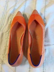 Rothys Tangerine The Point Ballet Flats. Size 10. Light Stains On Toes. - Picture 1 of 7