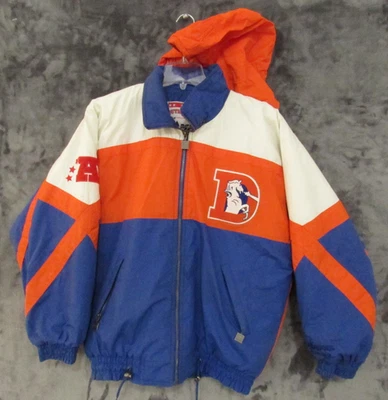 De colección Denver Bronco's Nuez moscada por Campri Hombres L NFL Chaqueta acolchada Abrigo Capucha a presión Foto 1 de 4