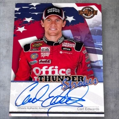 Carl Edwards PACK PULLED NASCAR HOFer signed card 2007 WHEELS THUNDER STROKES - Image 1 of 2