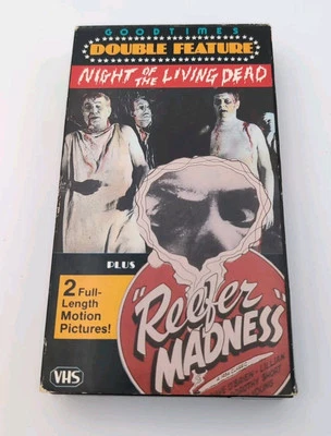 VHS Double Feature: Night of Living Dead & Reefer Madness Goodtimes Video Vtg - Image 1 of 4