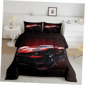 Racing Car Comforter Set Size Kids Red Sports Car Comforter for Twin Multi 06 - Picture 1 of 8
