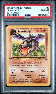 AERODACTYL (PSA 8) Pokémon Fossil 1st Edition 16/62 -979 - Image 1 of 2