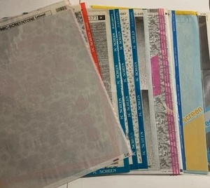 Various Screentone Screen Tone set of 10 Comic Manga Illustration Sheets 1 Used - Picture 1 of 13